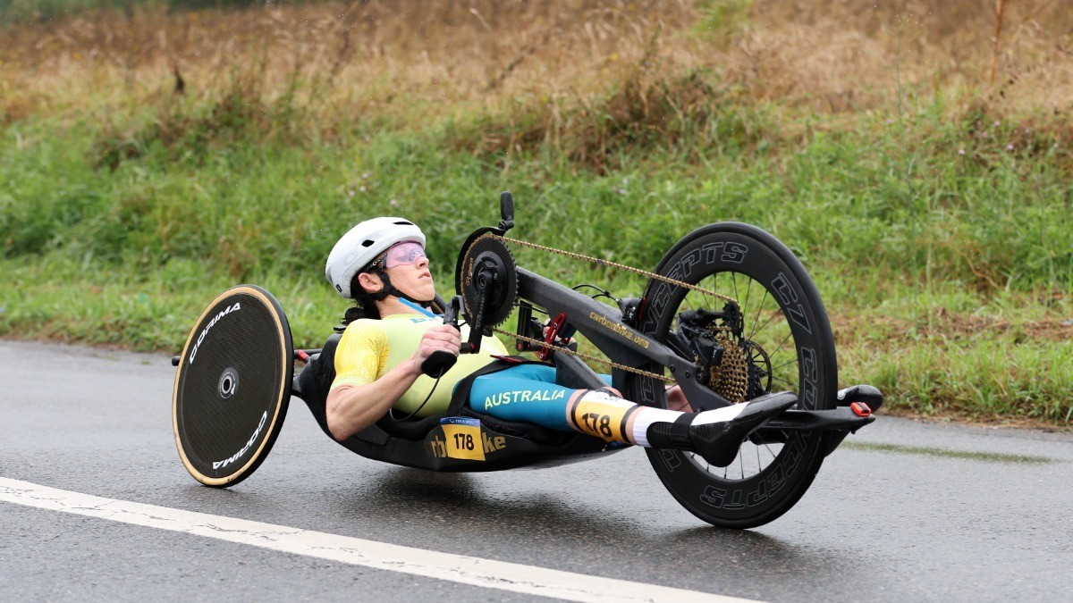 Australian Lauren Parker gave her rivals no chance in the women's H1-4 road race. GETTY IMAGES